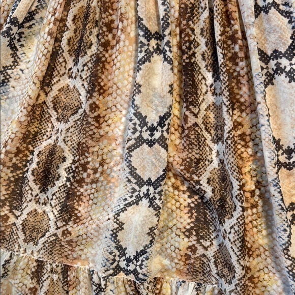 MAJE Women's Sheer Snake Print‎ Mini Dress Puff Sleeves Ruffle Button Up Size 2 - Picture 10 of 12